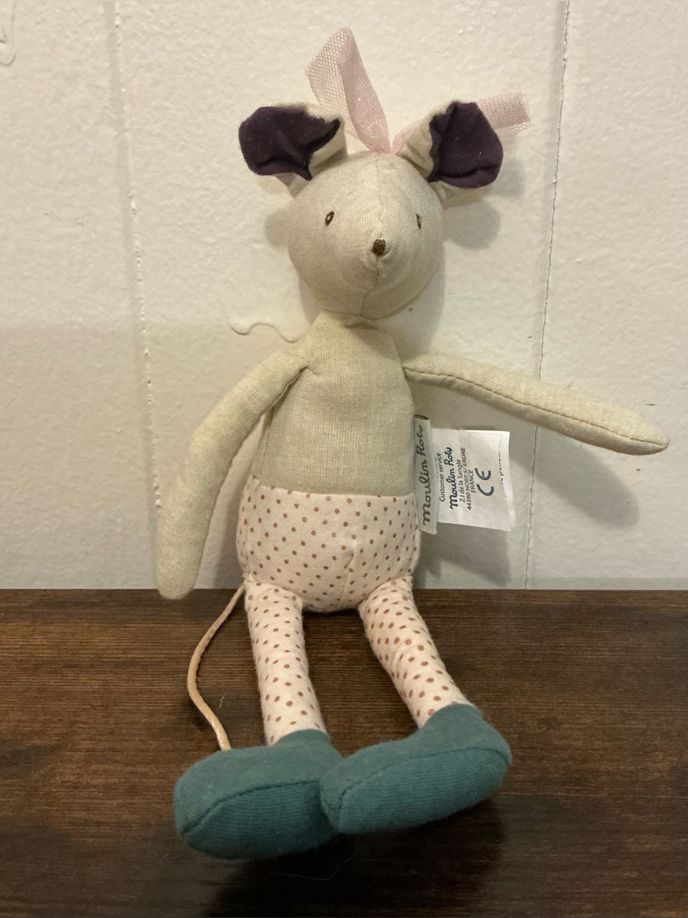 A Vintage French Moulin Roty stuffed Animal Plush Lala Mouse Toy Doll